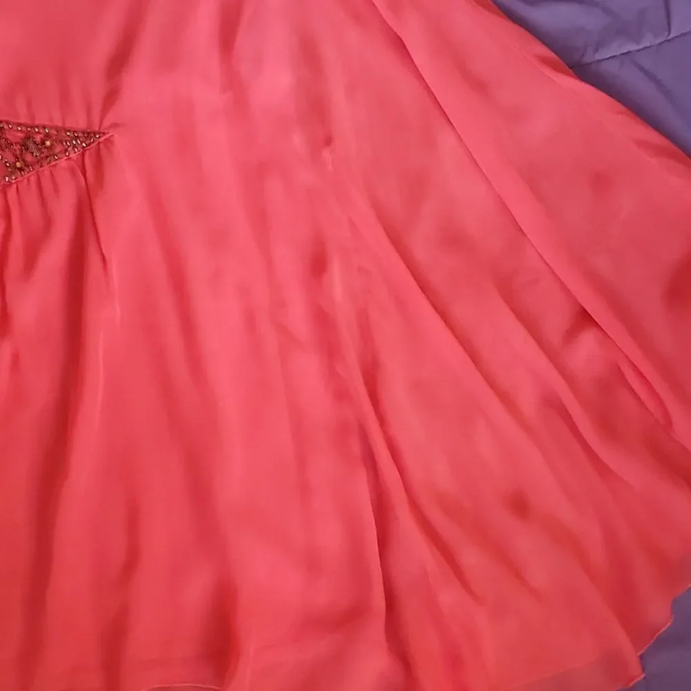 FREE PEOPLE Dancing in the moonlight Beaded dress sz 4 Papaya Coral Chiffon NWOT - Picture 14 of 14